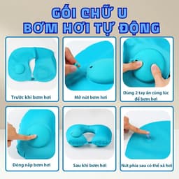 OOKAS Gối Chữ U bơm hơi，gối cổ du lịch tự bơm hơi，bảo vệ cổ gấp gọn tiện lợi 5