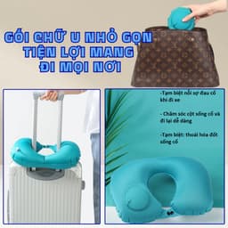 OOKAS Gối Chữ U bơm hơi，gối cổ du lịch tự bơm hơi，bảo vệ cổ gấp gọn tiện lợi 7