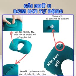 OOKAS Gối Chữ U bơm hơi，gối cổ du lịch tự bơm hơi，bảo vệ cổ gấp gọn tiện lợi 4