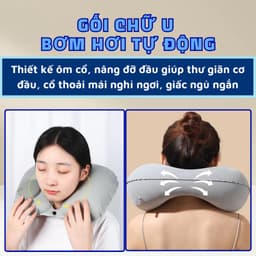 OOKAS Gối Chữ U bơm hơi，gối cổ du lịch tự bơm hơi，bảo vệ cổ gấp gọn tiện lợi 8