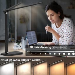 GENUO Đèn bàn bảo vệ mắt cho học sinh LED,thân đèn bằng hợp kim nhôm,có thể gập lại và xoay,chiếu sáng trong 4-6 giờ 3