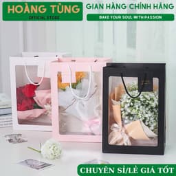 [SIZE ĐẠI] Túi Giấy Trắng Có Cửa Sổ Trong Suốt Đựng Hoa, Gấu, Quà Hàng Loại Dày Dặn 2