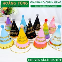 Combo 5 Mũ sinh nhật chủ tiệc ánh kim gắn quả bông 1