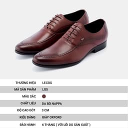 Giày Tây Nam LECOS LG5 Da Thật Đế Cao 3 Cm Mũi Nhọn Sang Trọng 4
