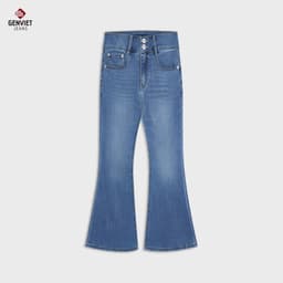Quần Bò Nữ Ống Loe GENVIET JEANS Vải Denim USA Cao Cấp, Cạp Cao, Dáng Suông Vảy W241.G. 8780 2