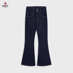 Quần Bò Nữ Ống Loe GENVIET JEANS Vải Denim USA Cao Cấp, Cạp Cao, Dáng Suông Vảy W241.G. 8780 4