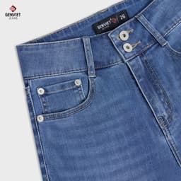 Quần Bò Nữ Ống Loe GENVIET JEANS Vải Denim USA Cao Cấp, Cạp Cao, Dáng Suông Vảy W241.G. 8780 7