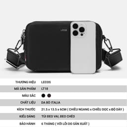[4-25/9 TẶNG QUÀ TRUNG THU 599K] Túi xách nam LECOS LT18 da bò thật cao cấp đeo chéo đeo vai thời trang công sở lịch lãm 4