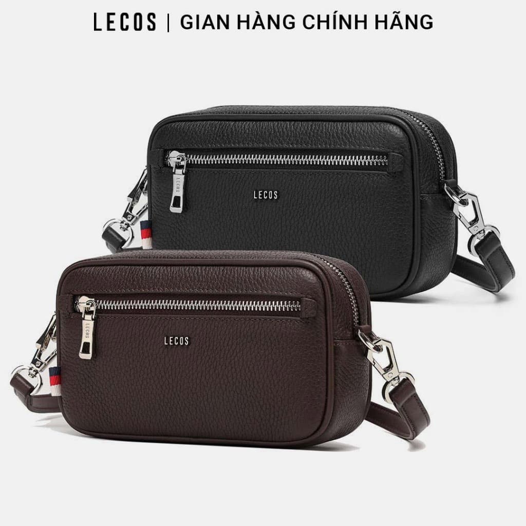 Túi xách nam LECOS LT17 da bò thật cao cấp đeo chéo đeo vai thời trang công sở thanh lịch