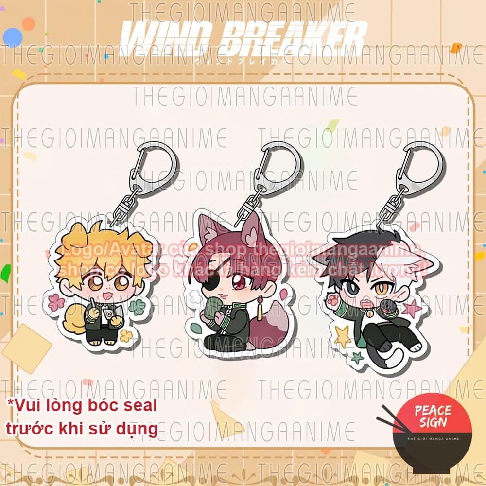 Mua 1 tặng 1 (TAI THÚ) Móc khóa WIND BREAKER in hình chibi anime mica acrylic quà tặng xinh xắn