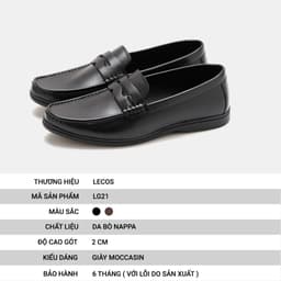 Giày Moccasin Nam LECOS LG21 Da Bò Thật Lót Thoáng Khí Khử Mùi Tốt 3