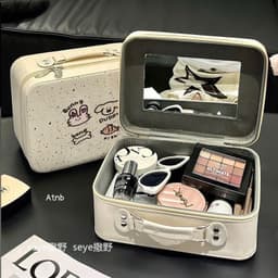 Túi cốp đựng đồ dùng mỹ phẩm hình thú cute có gương tiện lợi 5