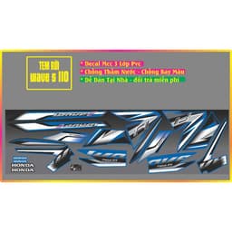 Tem rời xe wave s 110 mẫu thái Tem wave s110 Tem thái xanh đen đỏ đen 3