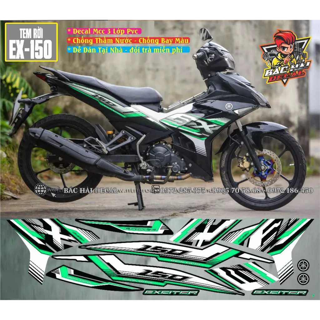 Tem Rời Exciter 150 Tem Xe Ex150 Mẫu Hót Phối Đủ Màu Decal 3 Lớp Cao Cấp