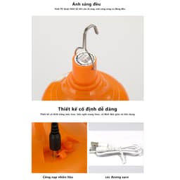 Bóng Đèn LED Tích Điện Công Suất 200W Chống Nước - Đèn LED Có Móc Treo Tiện Lợi (VINALUXURY) 7