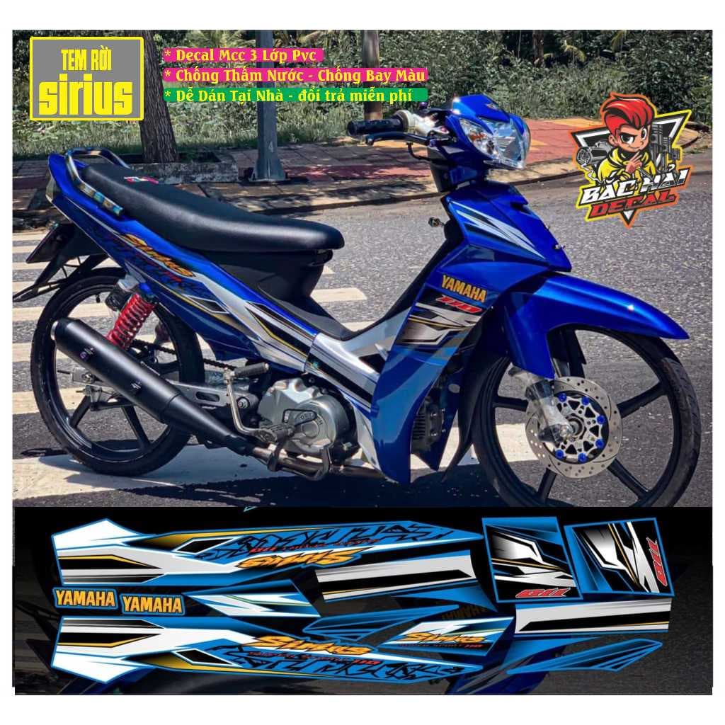 Tem Rời Sirius Tem Xe Sirius Đỏ Candy Xanh GP Mẫu Hót Phối Đủ Màu Decal 3 Lớp