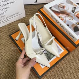 Giày cao gót 7p phối nơ da bóng mềm mũi nhọn hàng cao cấp full hộp ( TT09 ) 2