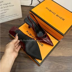 Giày cao gót 7p phối nơ da bóng mềm mũi nhọn hàng cao cấp full hộp ( TT09 ) 5