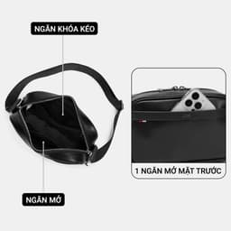 Túi Đeo Chéo Nam LECOS LT16 Da Bò Thật Quai Dù Êm Ái Năng Động 7
