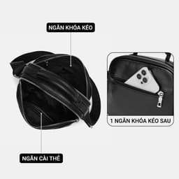 Túi Đeo Chéo Nam LECOS LT13 Da Cao Cấp Quai Dù Êm Ái Năng Động 7