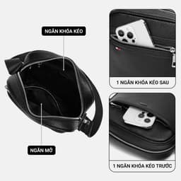 [4-25/9 TẶNG QUÀ TRUNG THU 599K] Túi đeo chéo nam LECOS LT2 da bò thật nhỏ gọn tiện lợi mang hằng ngày 7