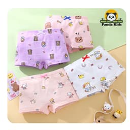 Combo 4 quần chíp đùi cho bé gái họa tiết Khủng Long Nơ dễ thương, quần lót tam giác cotton thoáng mát co giãn Cherikids 4