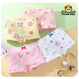 Combo 4 quần chíp đùi cho bé gái họa tiết Khủng Long Nơ dễ thương, quần lót tam giác cotton thoáng mát co giãn Cherikids 3
