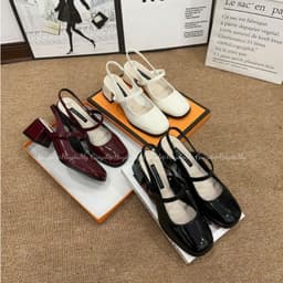 Giày búp bê nữ kiểu dáng slingback ( chân gầy mỏng lùi 1 size ạ ) mũi vuông 4cm hàng cao cấp full hộp ( LT03 ) 1