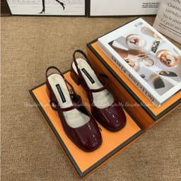 Giày búp bê nữ kiểu dáng slingback ( chân gầy mỏng lùi 1 size ạ ) mũi vuông 4cm hàng cao cấp full hộp ( LT03 ) 6
