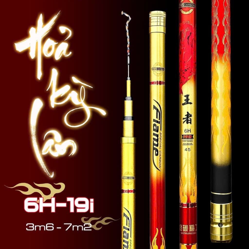 Cần câu tay Hoả kỳ lân 6H-19i ( Bản Nâng Cấp Săn Hàng ) Tặng Kèm Ngọn Phụ.