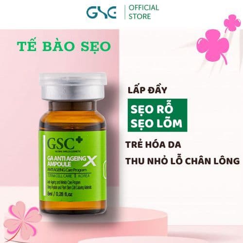 Tế bào gốc hỗ trợ xóa sẹo, Phục Hồi Da Peel, Da sau laser GSC GA Anti Ageing Ampoule X 10ml