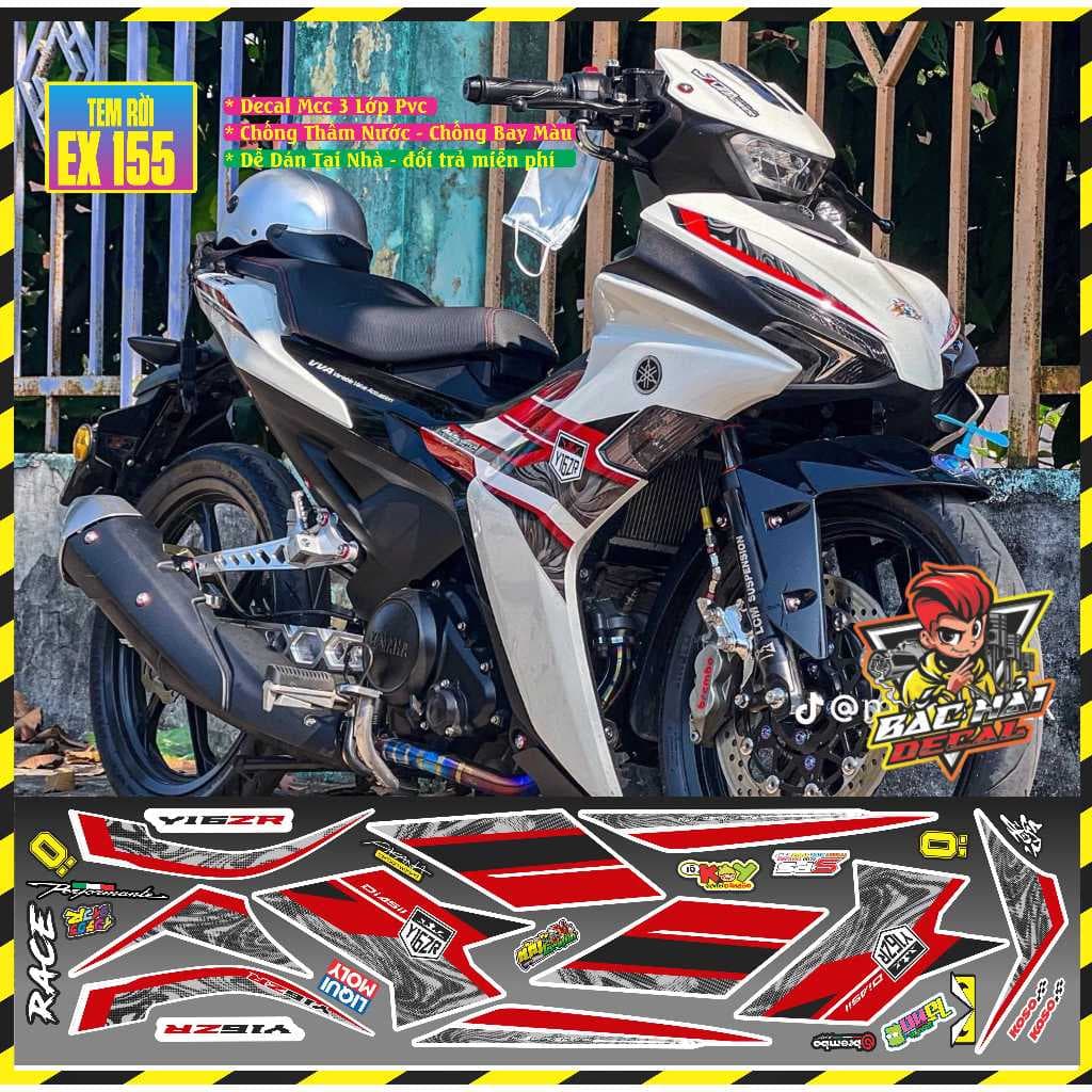 Tem Rời Exciter 155 Tem Xe Exciter 155 Mẫu Trắng Hồng Phối Đủ Màu Decal 3 Lớp