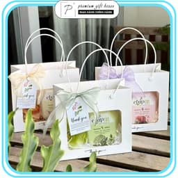 Combo 20 Túi giấy màu trắng mặt kính Mika đựng yến, saffron, hoa khô , quà tặng lễ 20/10, 8/3 1