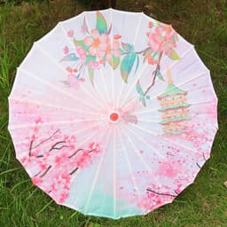 Ô Cổ Trang vải lụa đường kính 82cm họa tiết sắc nét dùng trang trí biểu diễn 4