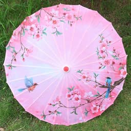 Ô Cổ Trang vải lụa đường kính 82cm họa tiết sắc nét dùng trang trí biểu diễn 8