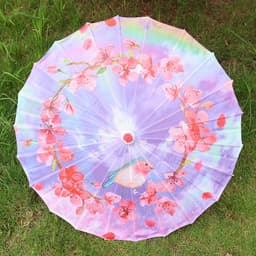 Ô Cổ Trang vải lụa đường kính 82cm họa tiết sắc nét dùng trang trí biểu diễn 3