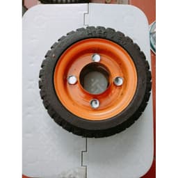 [DQN]Bánh Xe Đẩy Cao Su Đúc Mâm Vàng Đường Kính 16cm   2