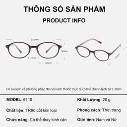 Kính cận nam nữ NARO EYEWEAR  chất liệu nhựa cốt kim loại mắt oval giả cận thời trang phong cách Y2K 61AD10 9