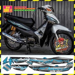 Tem Rời Wave S110 2017 - 2025 Tem Chế Wave Đen Trắng Decal 3 lớp Chất Lượng 4
