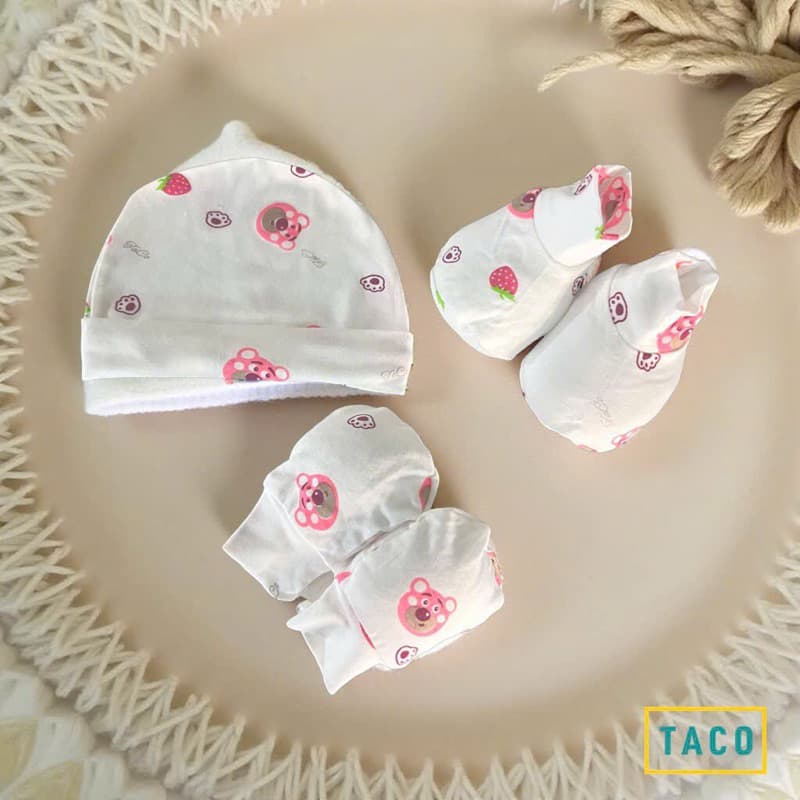 Set bao tay bao chân mũ cho bé sơ sinh 0-3 tháng chất cotton lạnh mềm mát