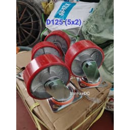 [KKTHN] Bánh Xe PU Gang 5cm Càng 6 Ly Đường Kính D100, D125, D150, D200 Chống Mòn Xước Cho Xe Nâng, Xe Chở Hàng Chịu Tải Nặng 5