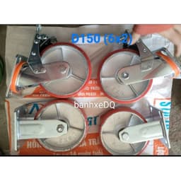 [KKTHN] Bánh Xe PU Gang 5cm Càng 6 Ly Đường Kính D100, D125, D150, D200 Chống Mòn Xước Cho Xe Nâng, Xe Chở Hàng Chịu Tải Nặng 4