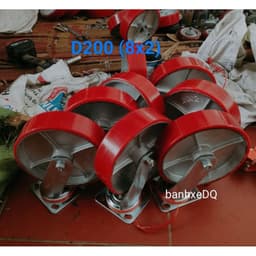 [KKTHN] Bánh Xe PU Gang 5cm Càng 6 Ly Đường Kính D100, D125, D150, D200 Chống Mòn Xước Cho Xe Nâng, Xe Chở Hàng Chịu Tải Nặng 3
