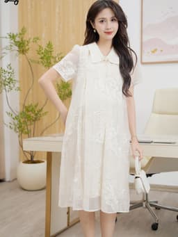 Váy Bầu Xinh Dáng Dài Thu Đông Sang Chảnh Đi Tiệc, Đầm Bầu Thiết Kế LYMMOM Công Sở VB170 7