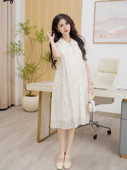 Váy Bầu Xinh Dáng Dài Thu Đông Sang Chảnh Đi Tiệc, Đầm Bầu Thiết Kế LYMMOM Công Sở VB170 4