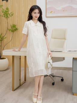 Váy Bầu Xinh Dáng Dài Thu Đông Sang Chảnh Đi Tiệc, Đầm Bầu Thiết Kế LYMMOM Công Sở VB170 3