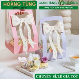 [THANH  LÝ] 10 Hộp 4 ô Quai Xách Kèm Nơ đựng bánh, hũ yến sào, quà tặng 3