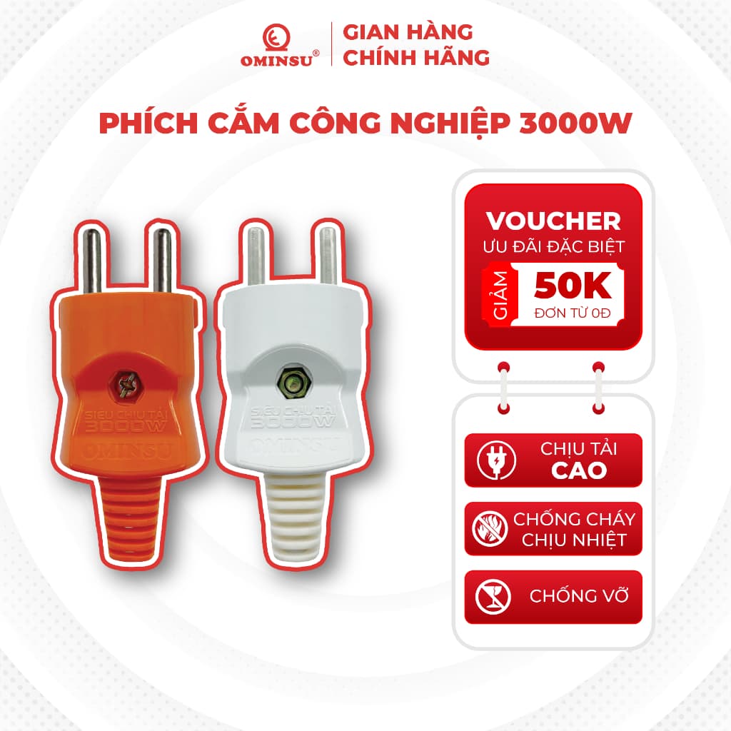 Phích cắm điện công nghiệp OMINSU 3000W chống cháy chiụ tải tốt độ bền cao