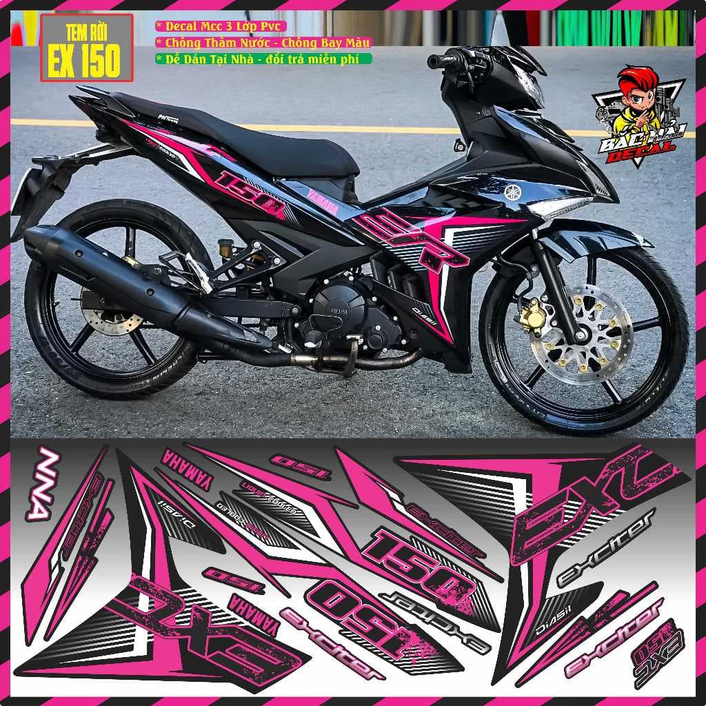Tem Rời Dán Xe Exciter 150 Mẫu Đỏ Đen . Phối Nhiều Màu Cực Hot, Hàng 3 Lớp Chất Lượng Cao