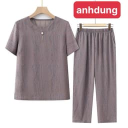 Bộ trung niên tay cộc quần dài B08 chất lụa mango 4